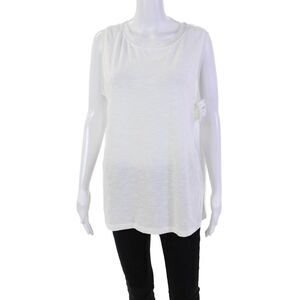 French Dressing Jeans Womens Scoop Neck Mesh Trim Boxy Tank Top White Size Large
